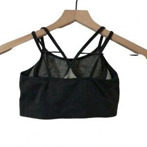 L.L. Bean Double-Lined Grey Black Strappy Back Sports Bra
